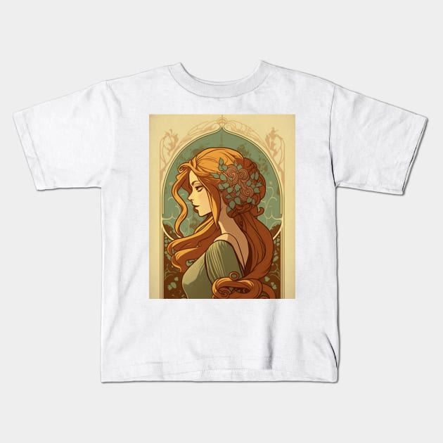 Rapunzel - Art Nouveau Kids T-Shirt by ArtNouveauChic